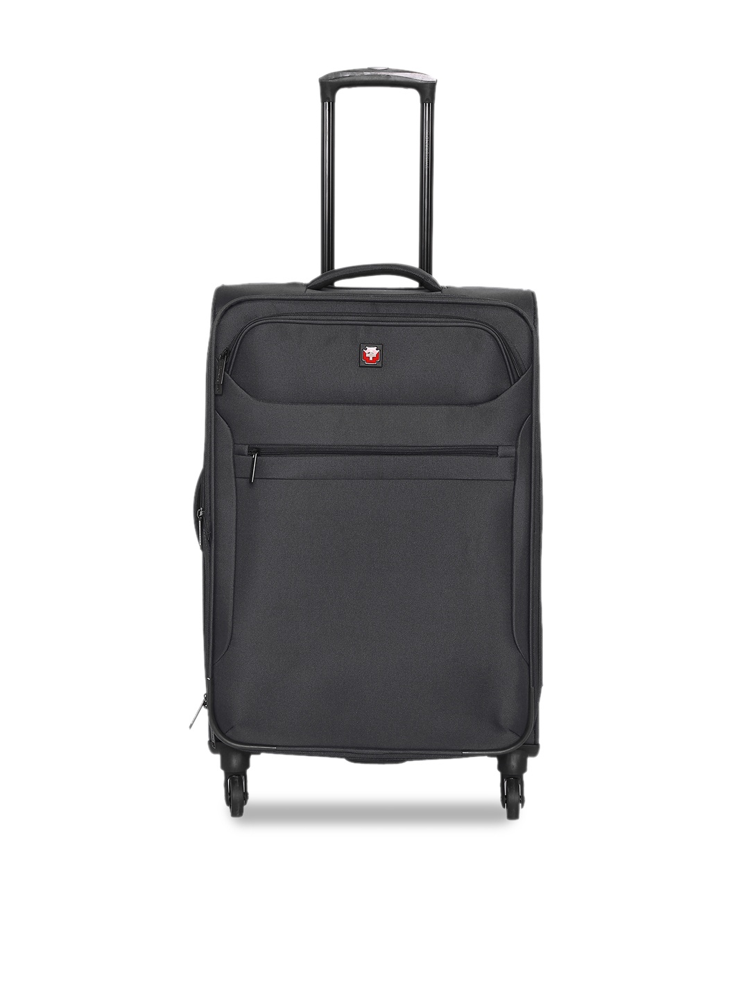 

SWISS BRAND Grey Solid Hamilton Soft-Sided Cabin Trolley Bag