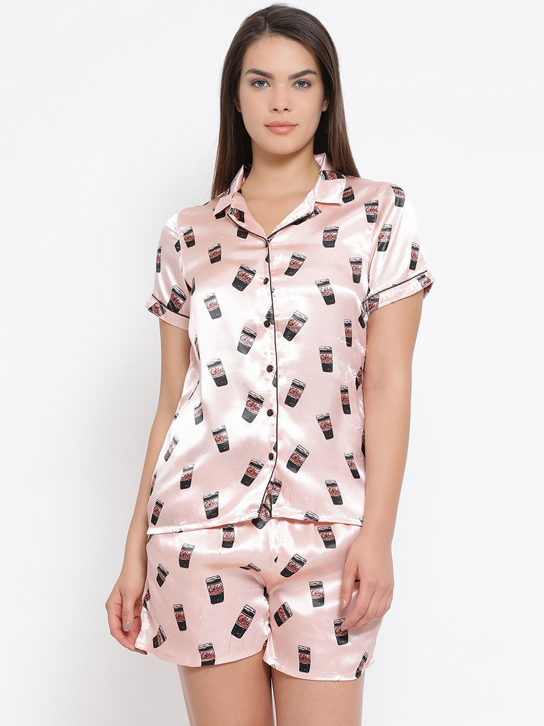 

Clovia Women Orange Printed Night suit NS0870P16