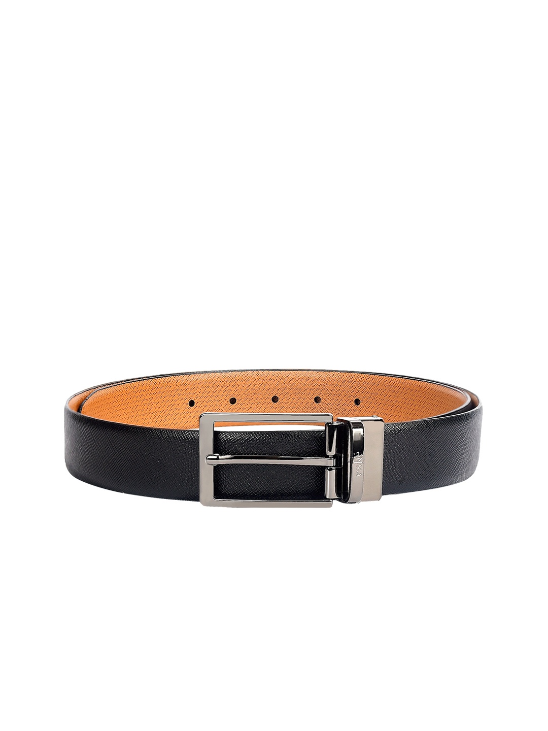 

Eske Men Black & Tan Brown Solid Reversible Leather Belt