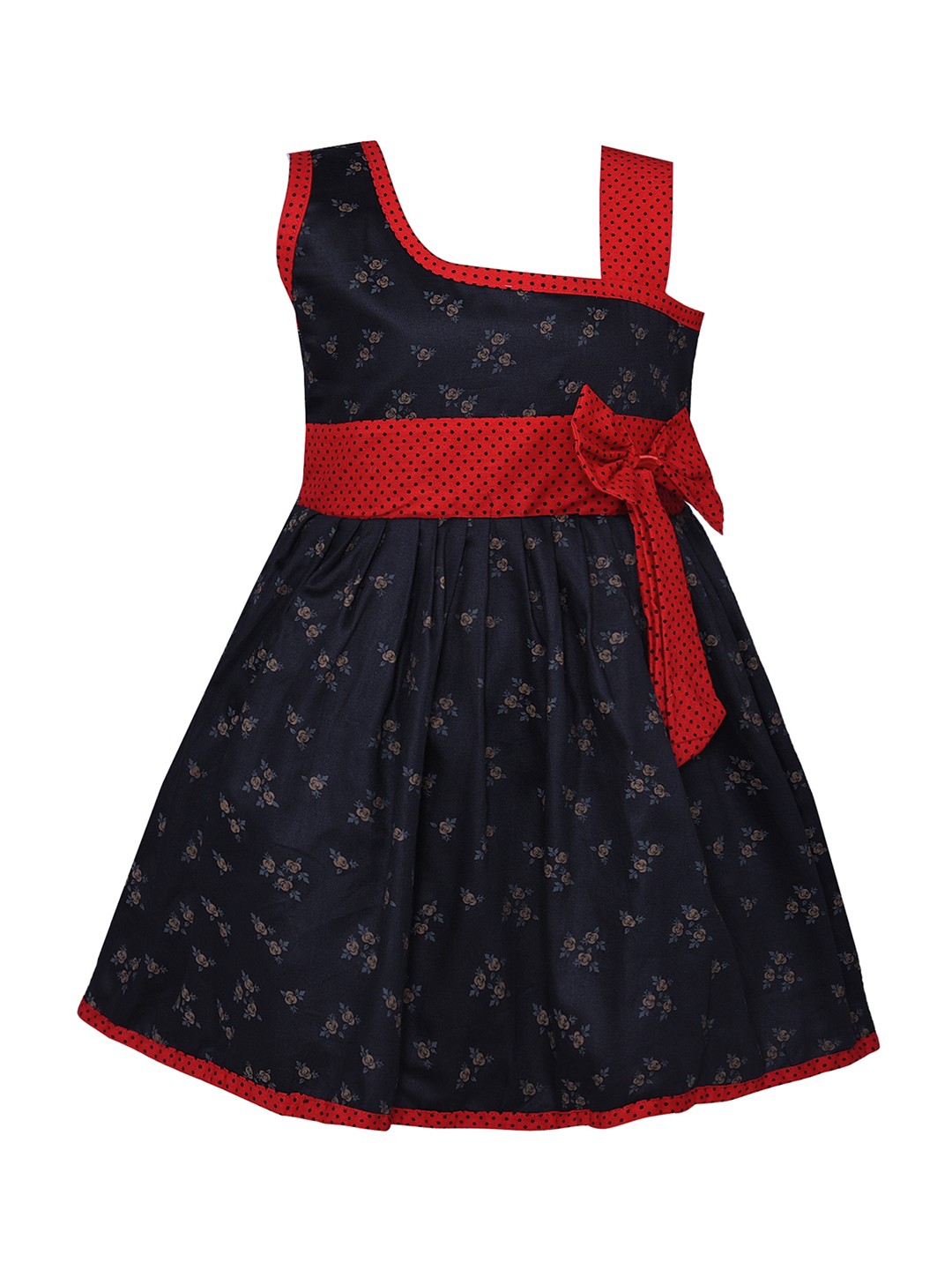 

Wish Karo Girls Black Floral Printed Fit and Flare Dress