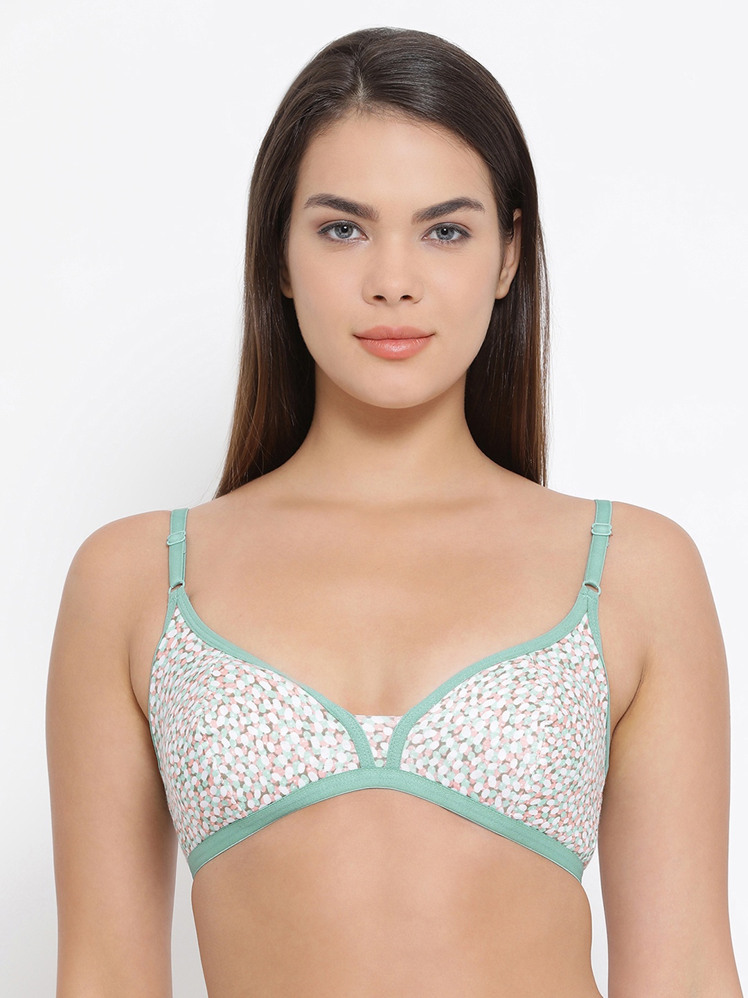 Clovia Cotton Non-Padded Non-Wired Printed Bra, Blue