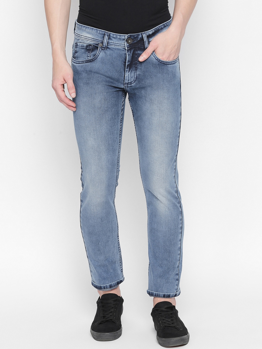 

Basics Men Navy Blue Regular Fit Low-Rise Clean Look Stretchable Jeans