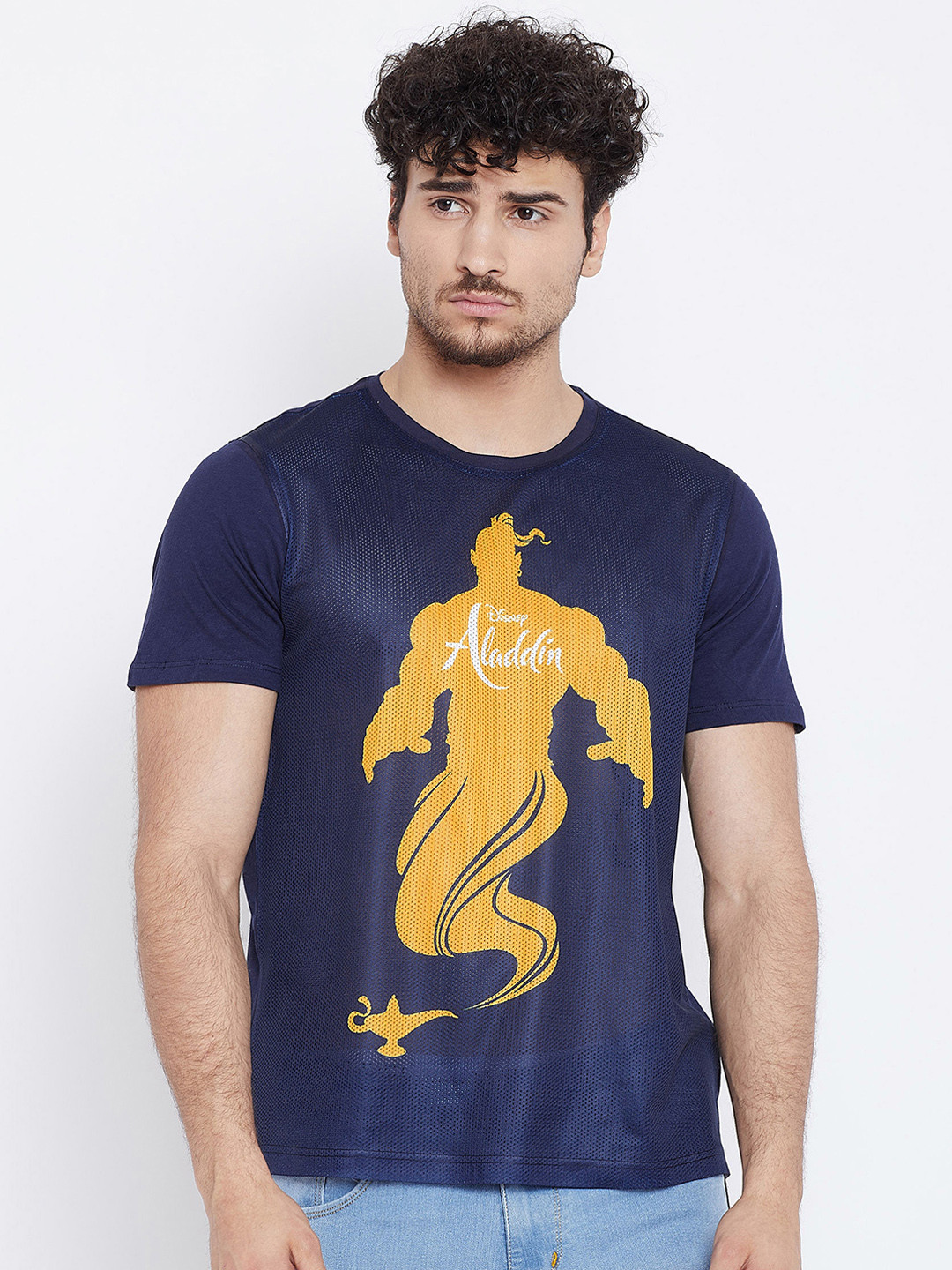 

Disney by Wear Your Mind Men Navy Blue Printed Round Neck T-shirt