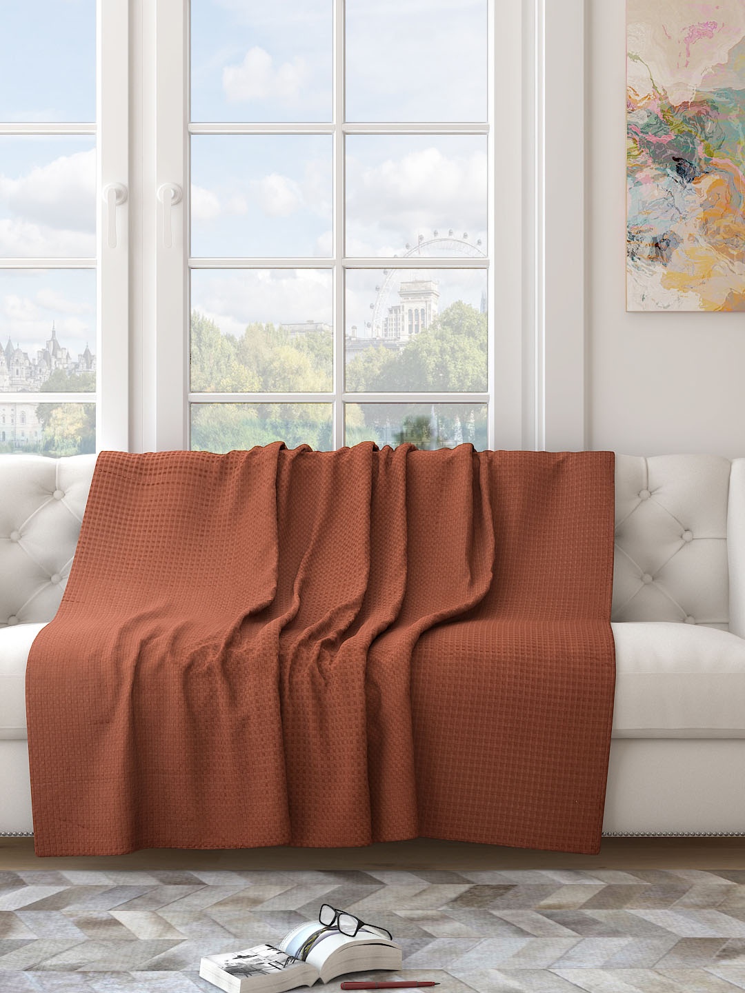 

Saral Home Brown Self-Design 2 Seater Tufted Sofa Throw