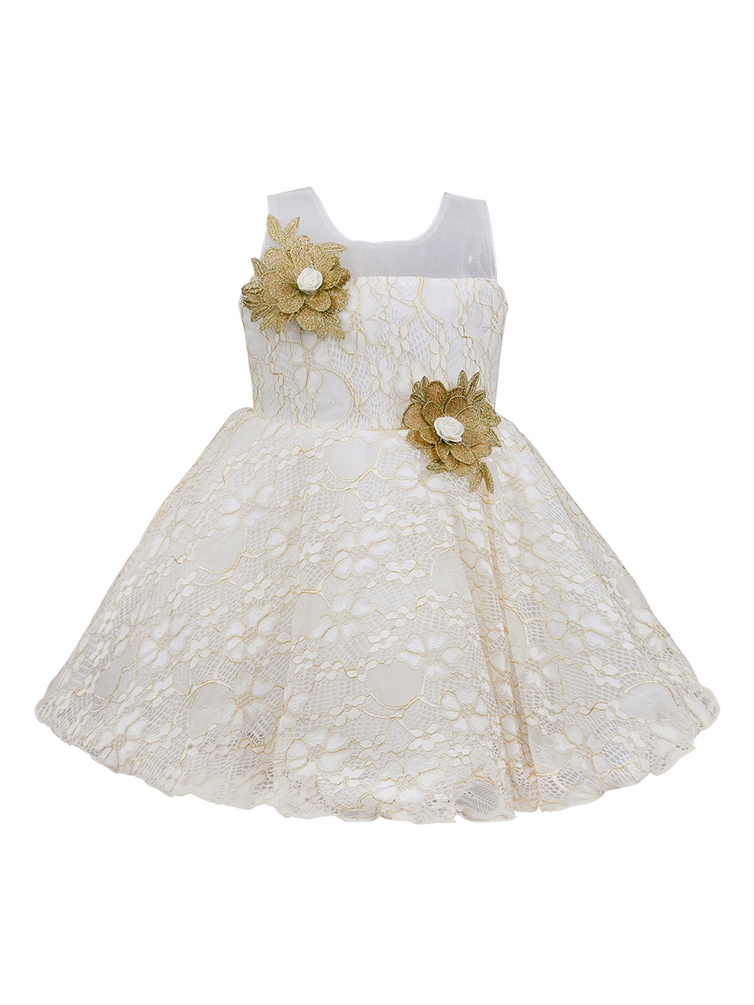 Wish Karo Girls White Fit and Flare Dress