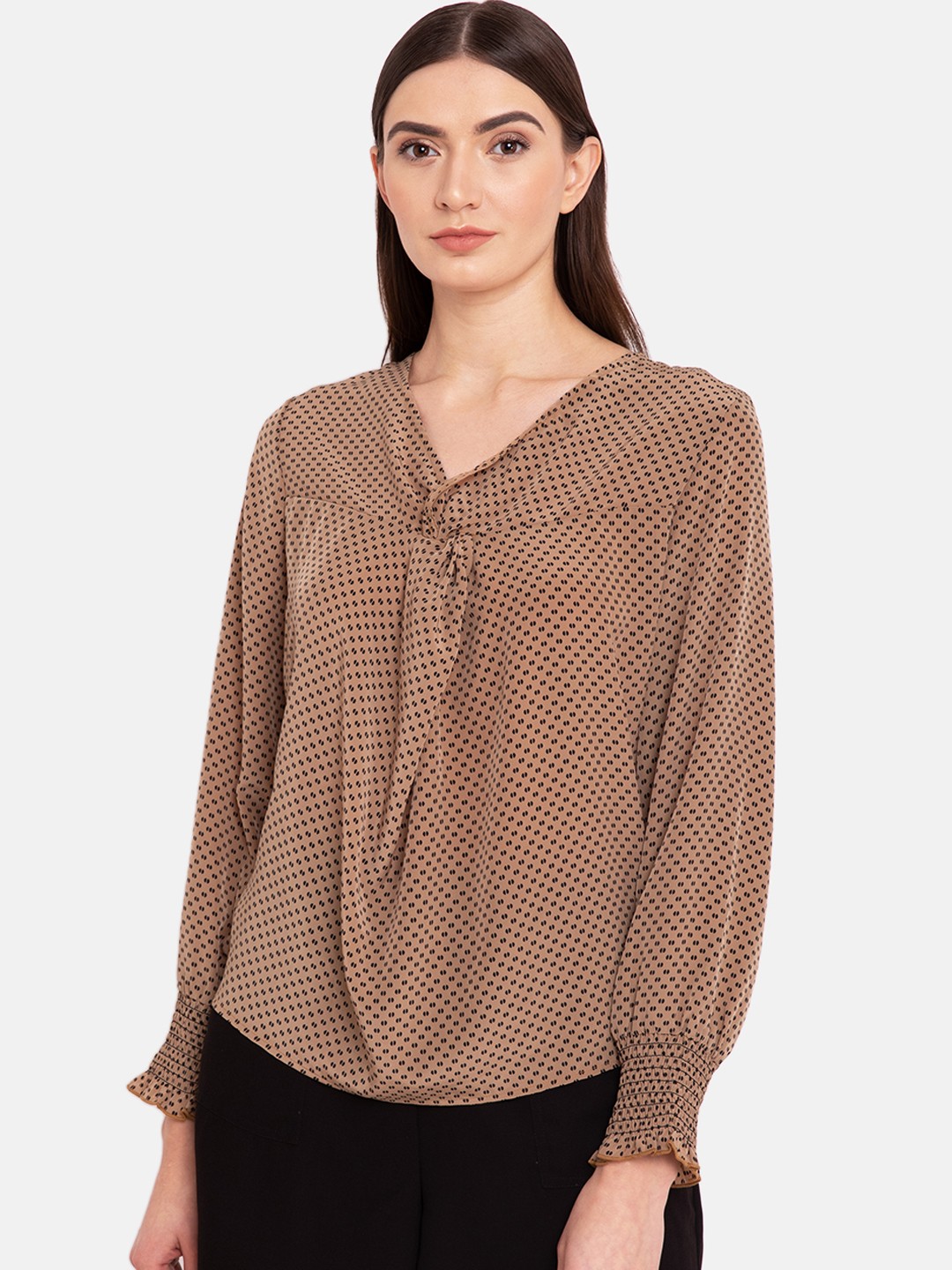 

Kazo Women Brown Printed A-Line Top