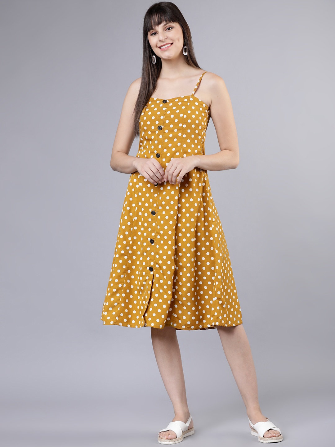 

Tokyo Talkies Women Mustard Fit and Flare Dress