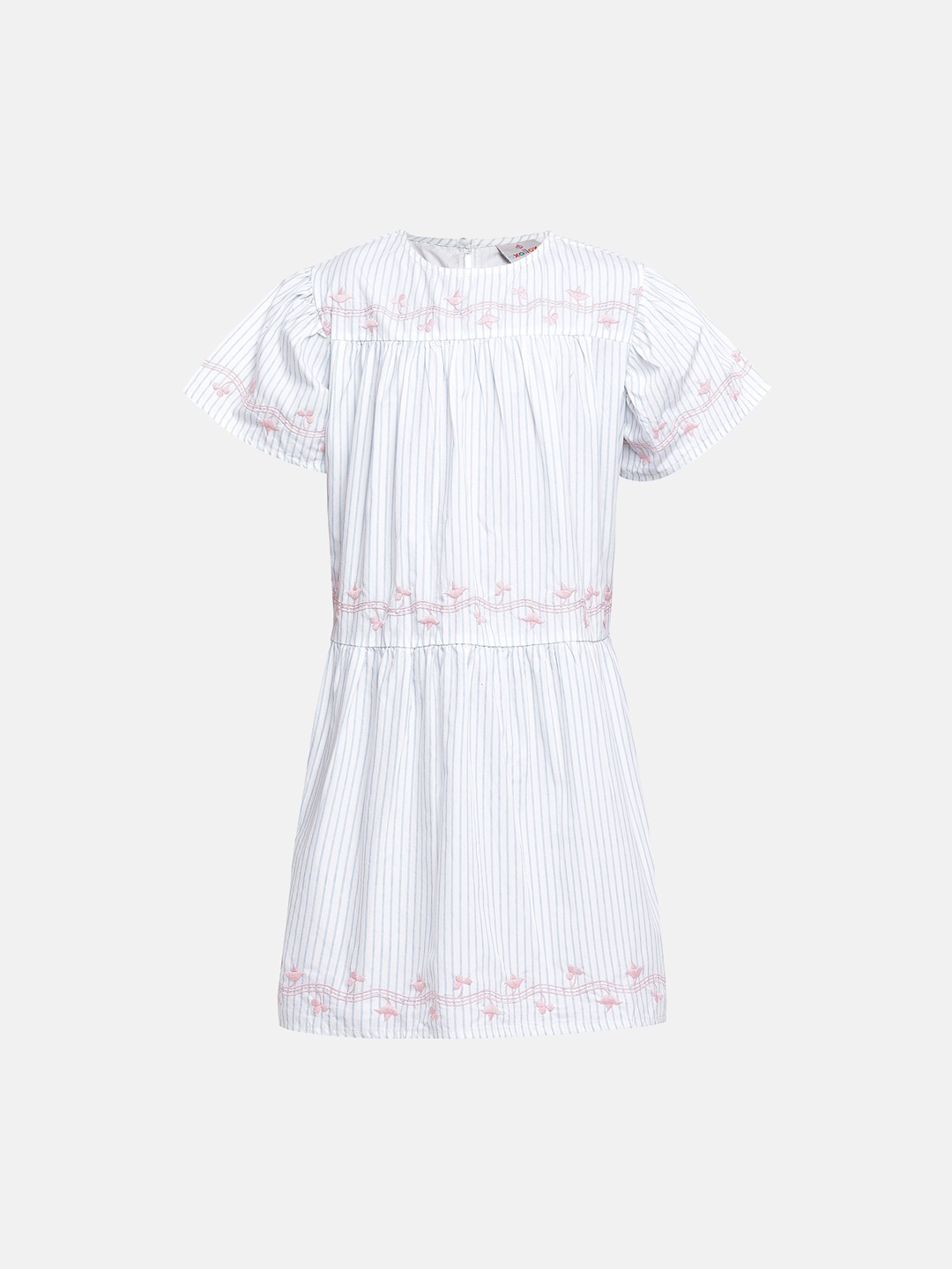 Oxolloxo Girls Off-White & Blue Embroidered Tunic