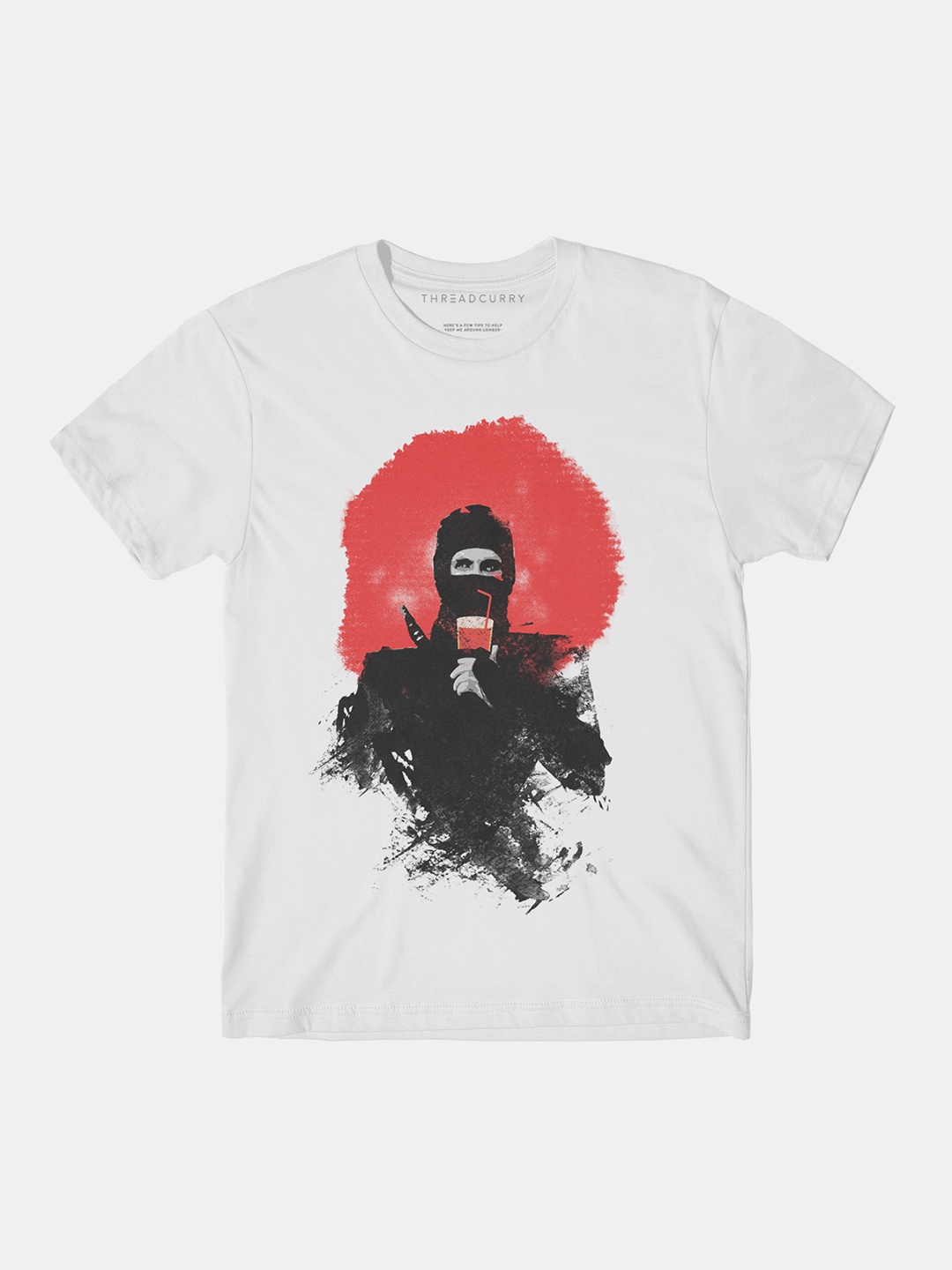 

THREADCURRY Boys White Funny Ninja Print Tshirt