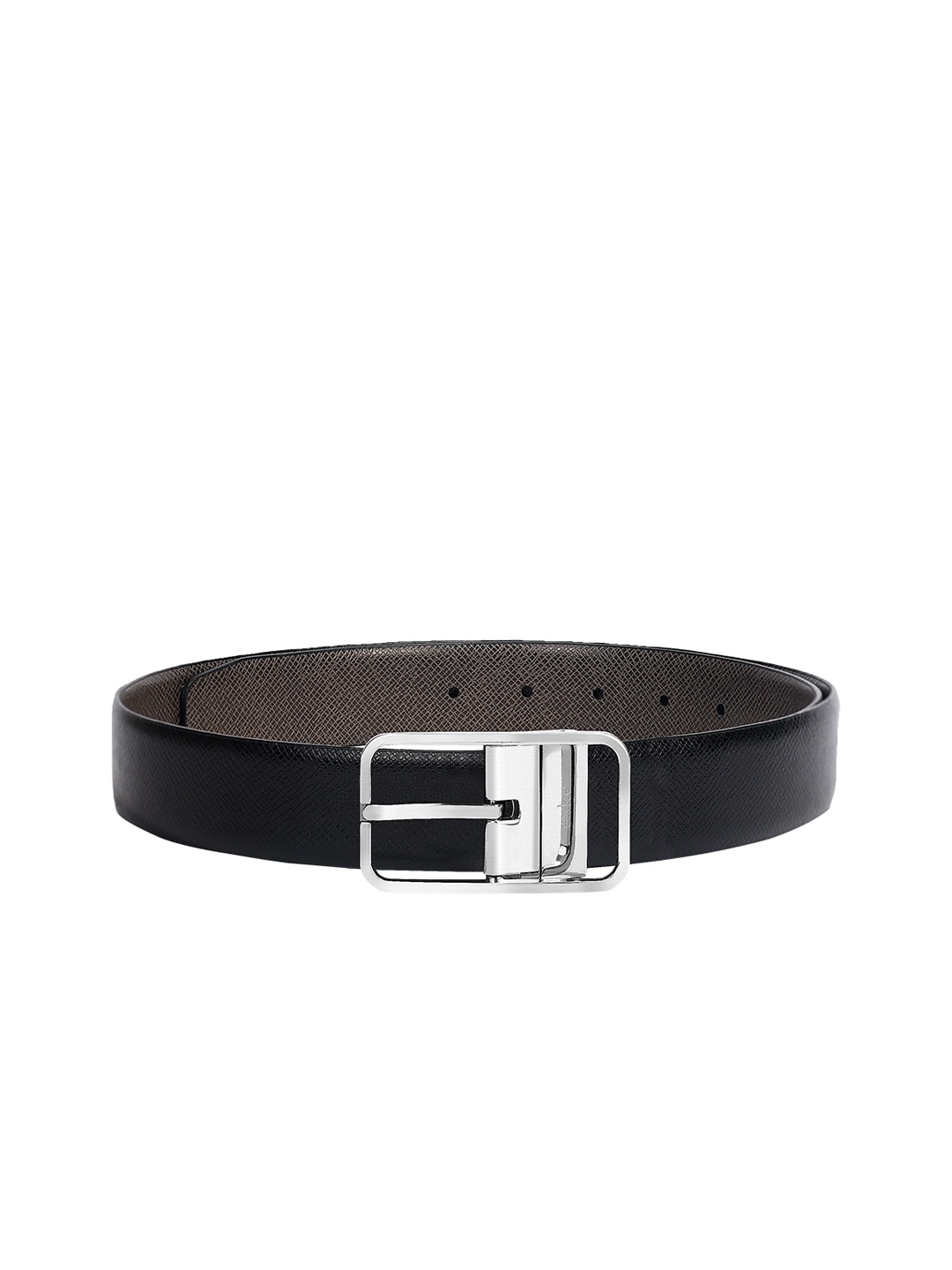 

Eske Men Black & Brown Textured Reverisble Leather Belt
