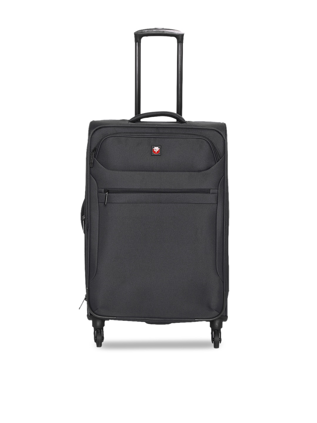 SWISS BRAND Grey Solid Hamilton Soft-Sided Medium Trolley Bag