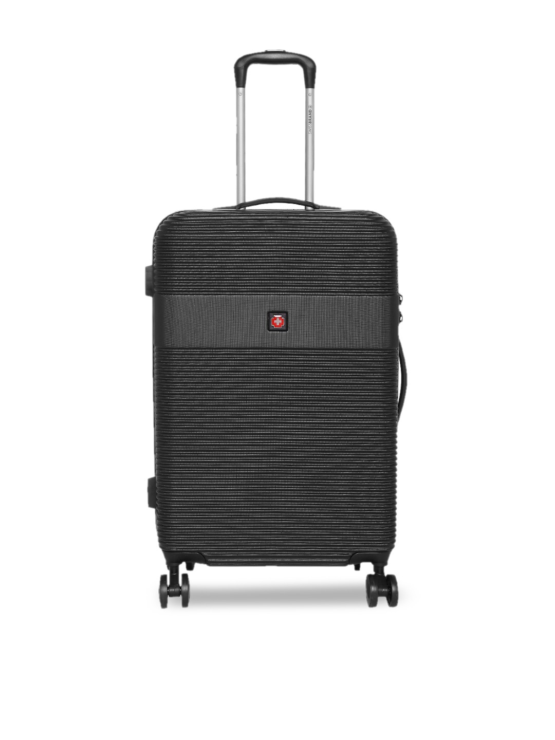 

SWISS BRAND Black Textured Cairo Hard-Sided Cabin Trolley Bag