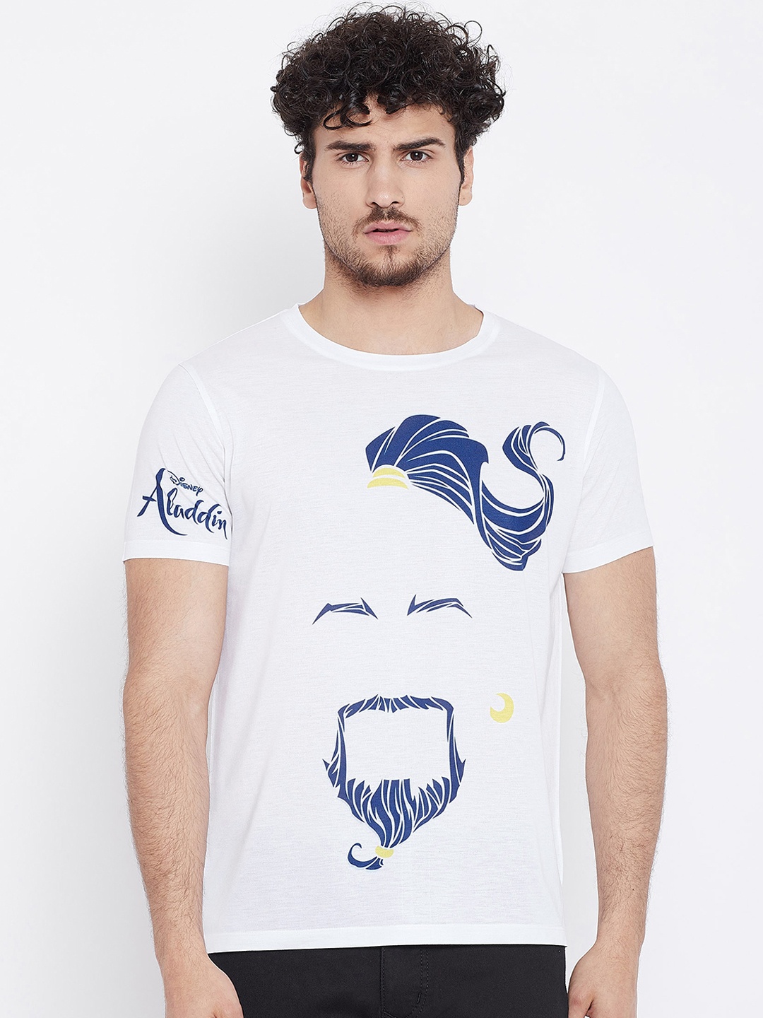 

Disney by Wear Your Mind Men White Printed Round Neck T-shirt