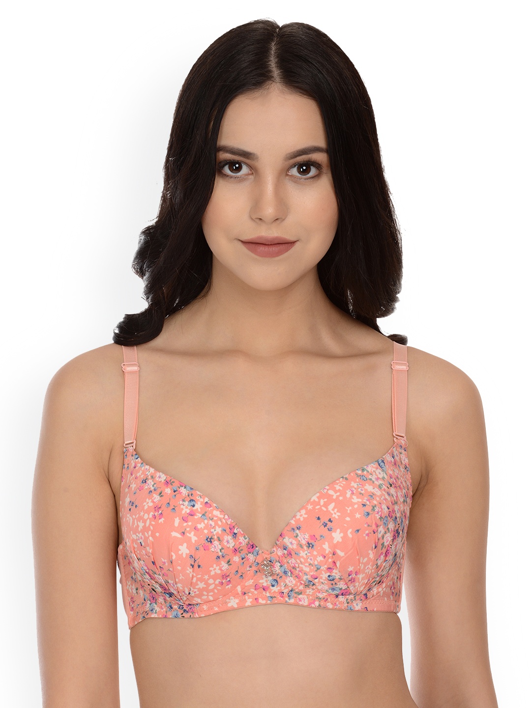 

mod & shy Peach-Coloured Printed Underwired Lightly Padded T-shirt Bra MS03
