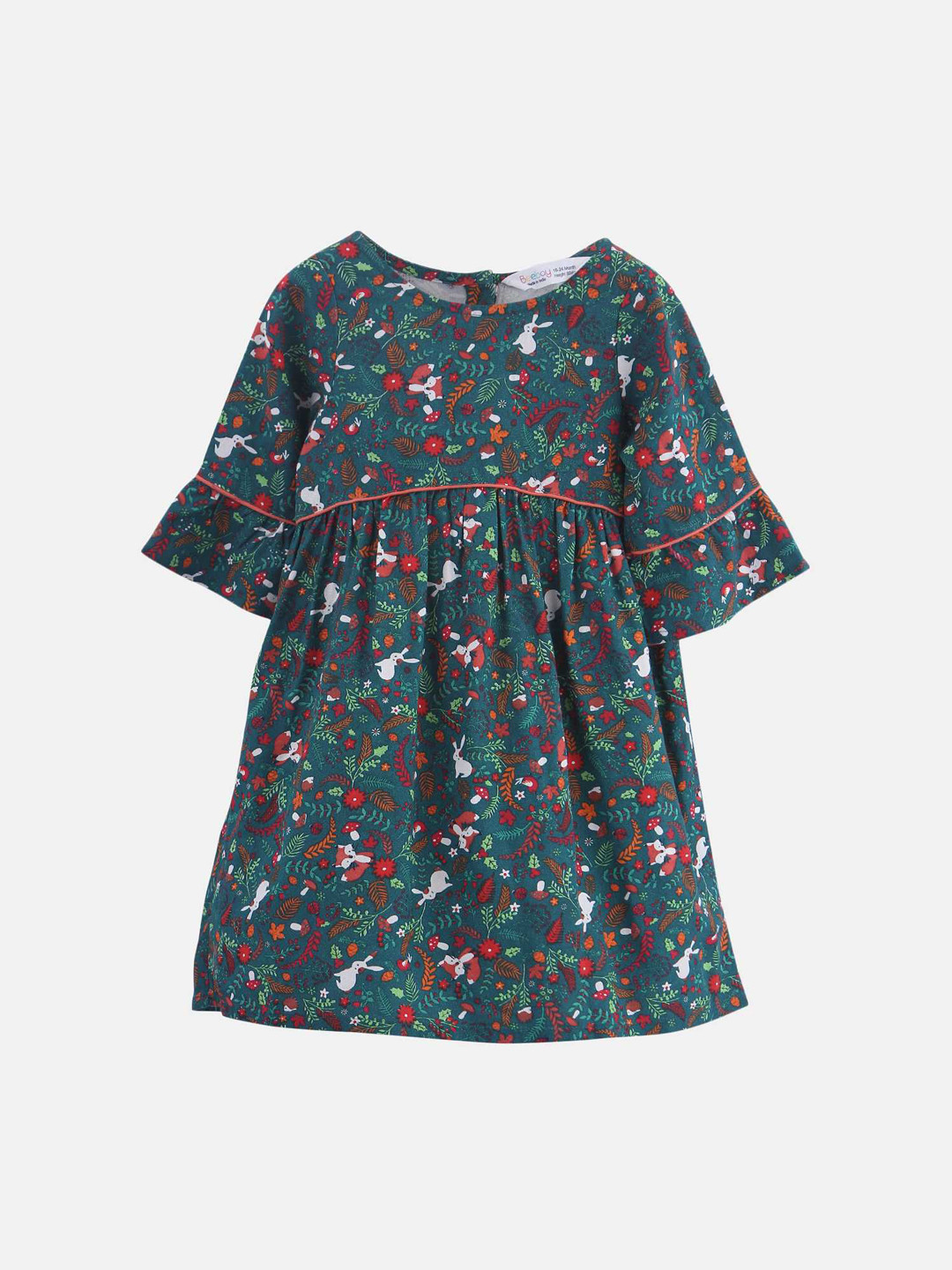 

Beebay Girls Green & Red A-Line Dress