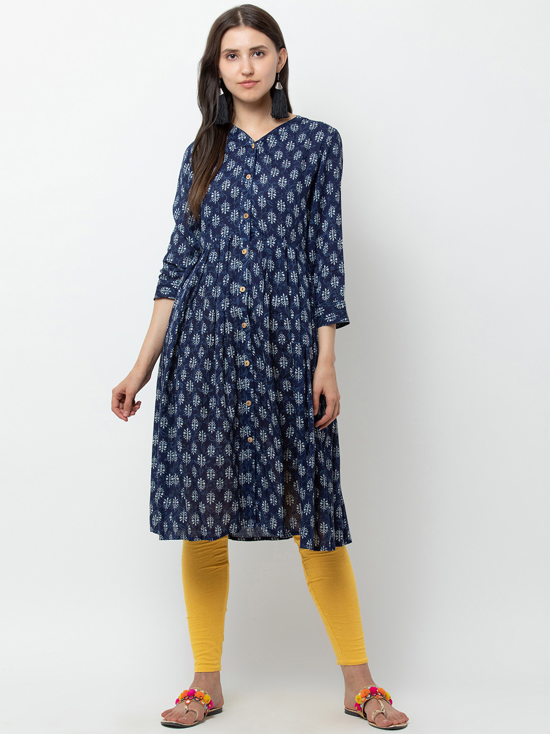 

DODO & MOA Women Blue Printed A-Line Kurta