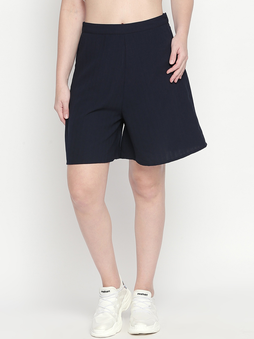 

Honey by Pantaloons Women Navy Blue Solid Regular Fit Regular Shorts