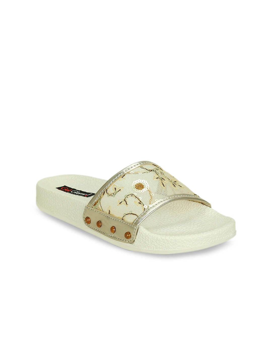 

Get Glamr Women Gold-Toned Solid Open Toe Flats
