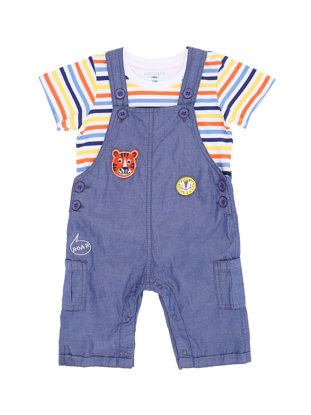 

Pantaloons Baby Boys Multicoloured Striped T-shirt with Trousers, Multi