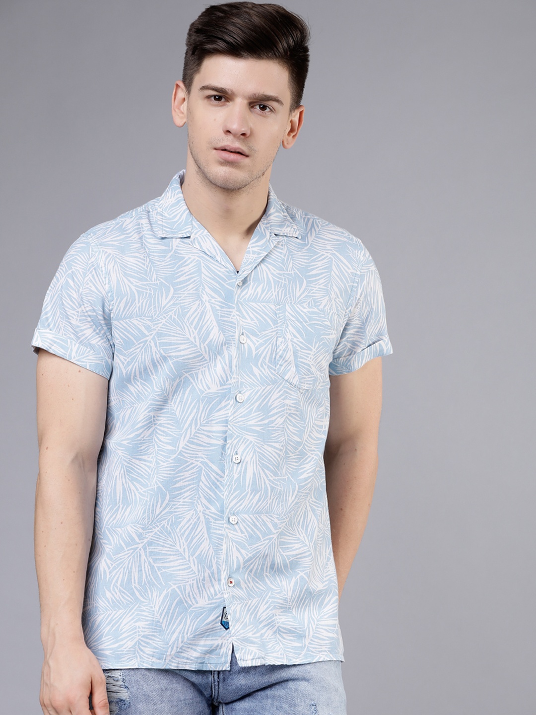 

LOCOMOTIVE Men Blue Slim Fit Printed Casual Shirt