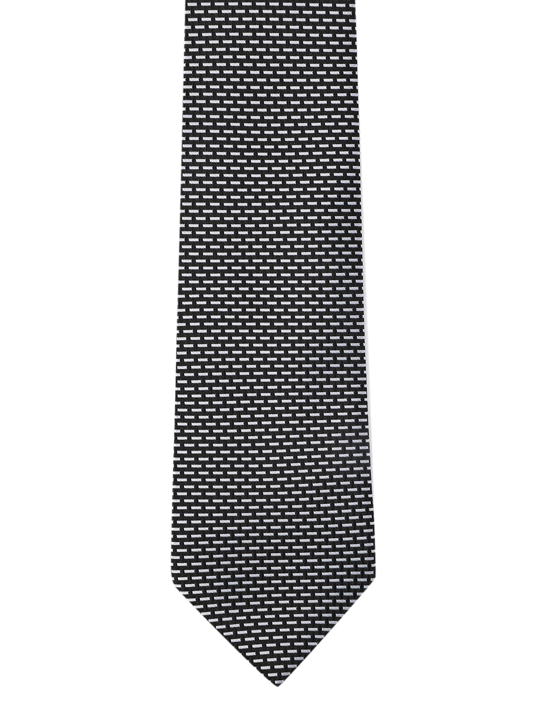 

Calvadoss Men Black & White Woven Design Broad Tie