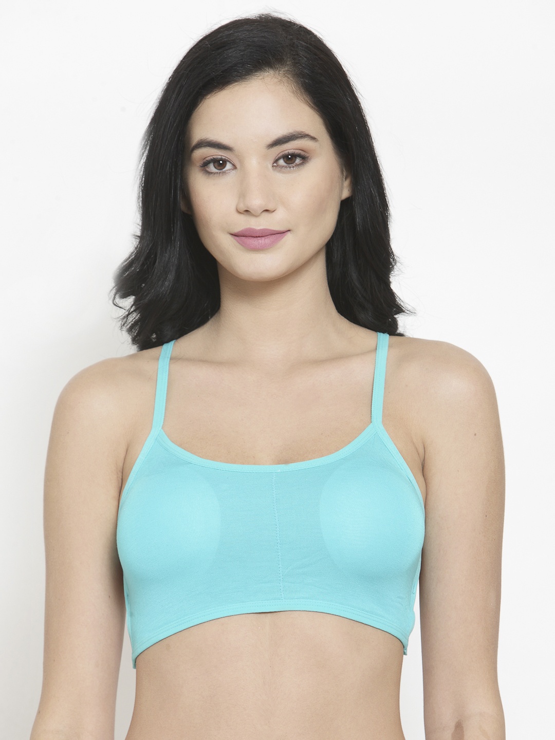 

PrettyCat Blue Solid Non-Wired Lightly Padded Bralette Bra