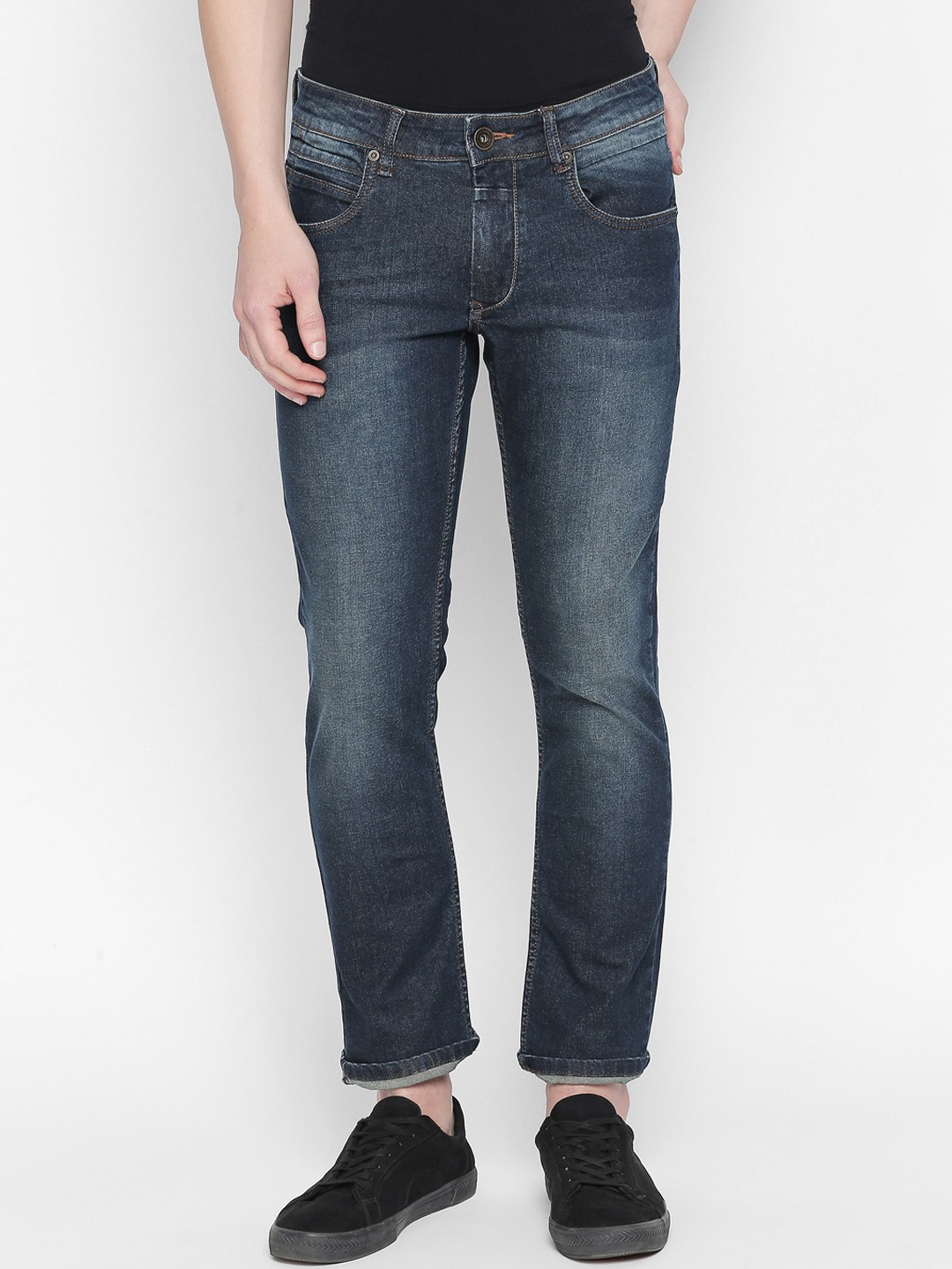 

Basics Men Navy Blue Regular Fit Low-Rise Clean Look Stretchable Jeans