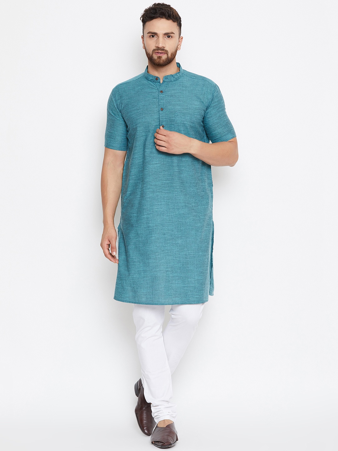 

even Men Blue Solid Straight Kurta