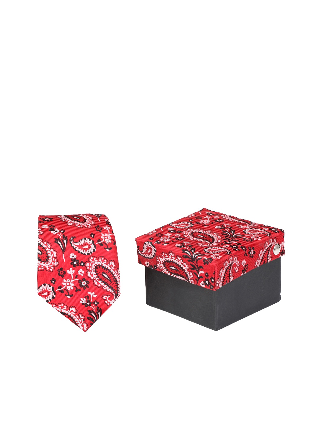 

Calvadoss Red & Black Woven Design Broad Tie