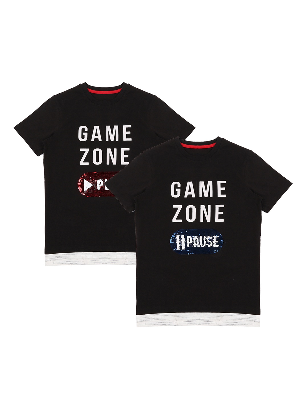 

Pantaloons Junior Boys Pack of 2 Black Printed Round Neck T-shirts