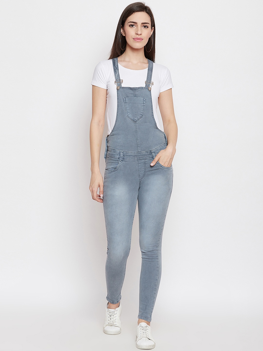 

Nifty Women Grey Solid Slim-Fit Dungarees