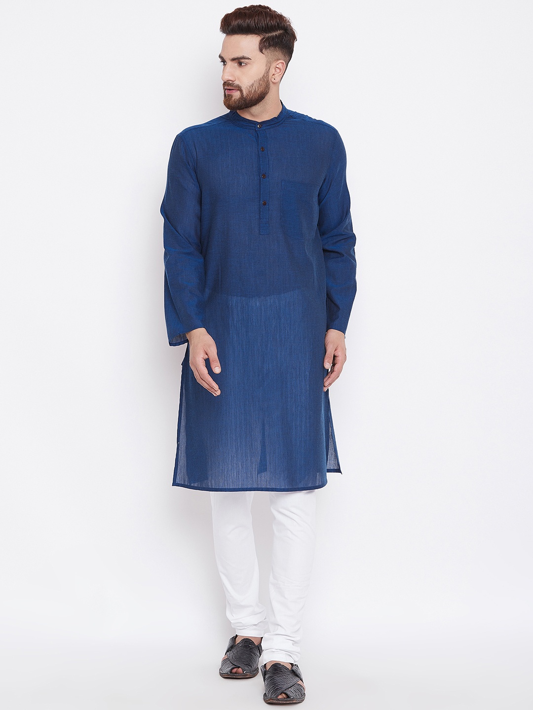 

even Men Blue Solid Kurta with Churidar