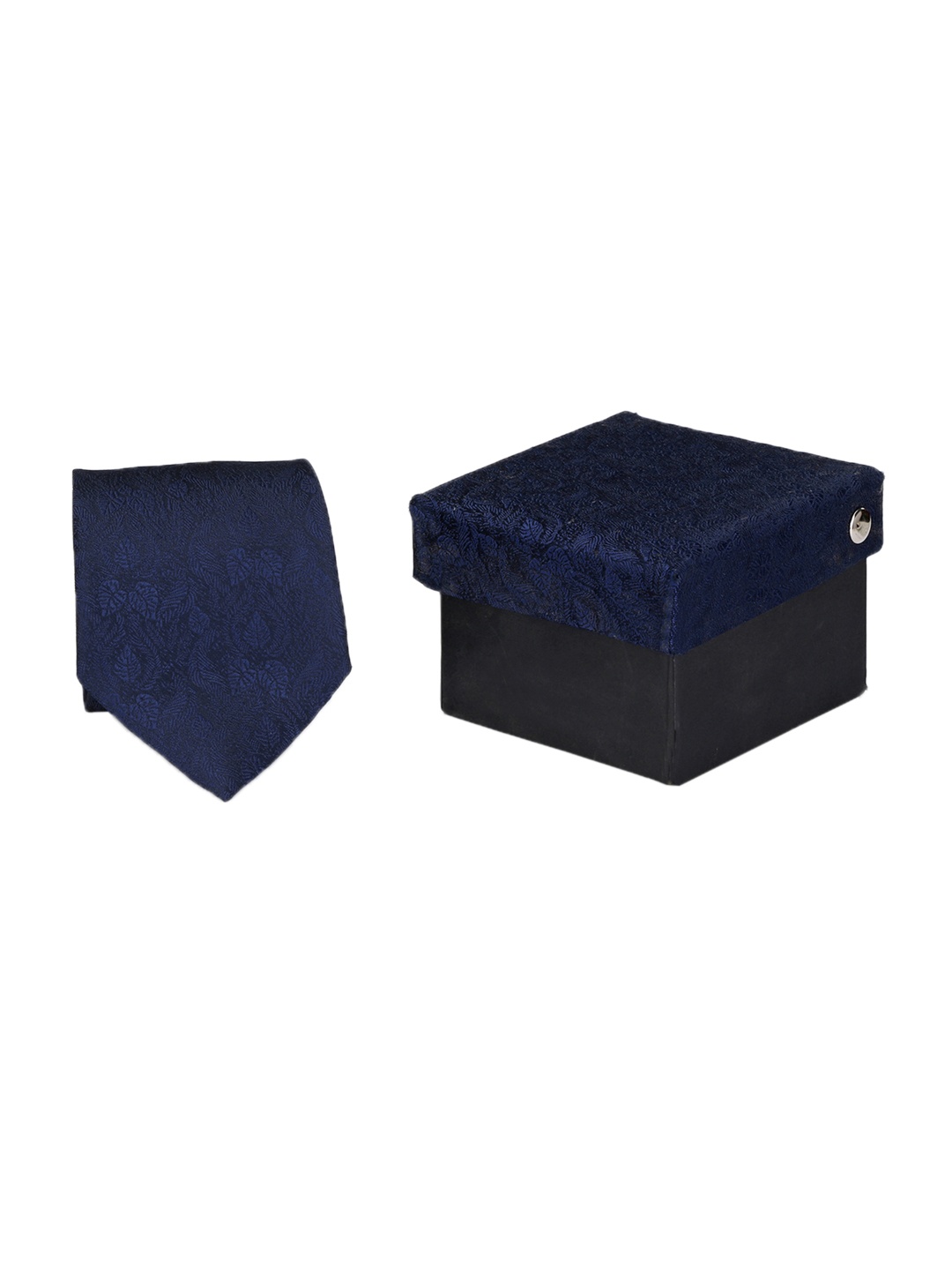 

Calvadoss Navy Blue Woven Design Broad Tie