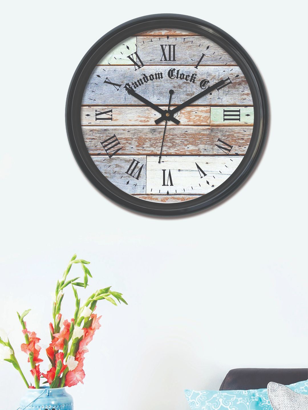 

RANDOM Brown & Blue Round Printed Analogue Wall Clock (30 cm x 30 cm)
