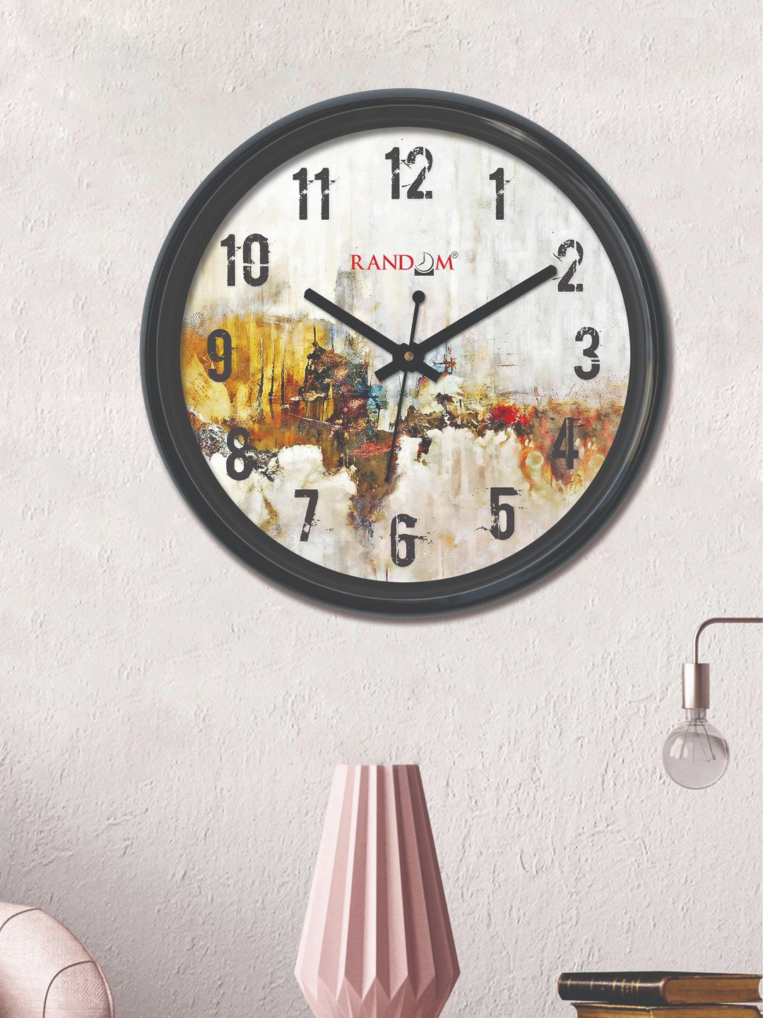 

RANDOM Off-White & Mustard Yellow Round Printed Analogue Wall Clock (30 cm x 30 cm)