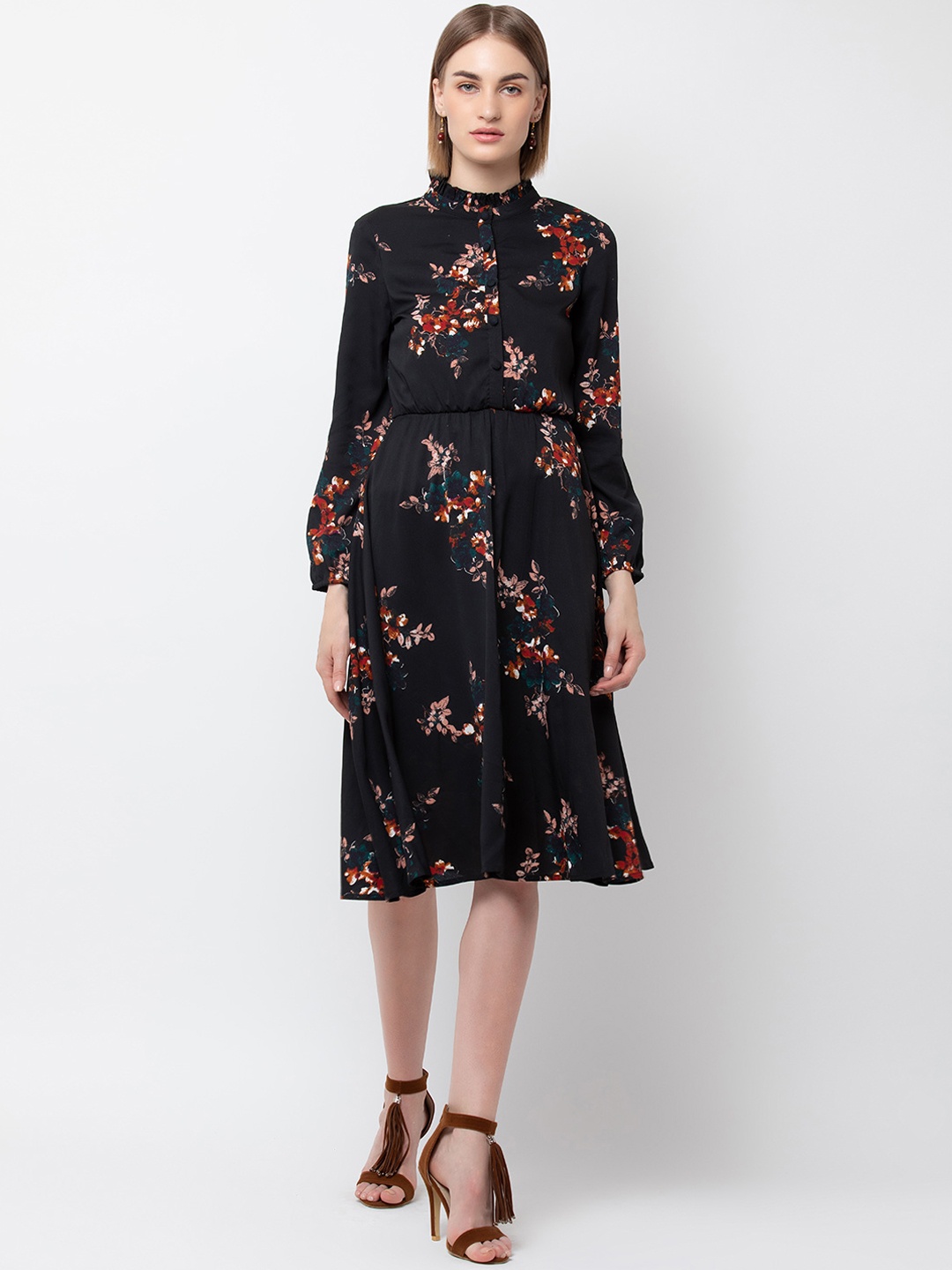 

DODO & MOA Women Black Printed Blouson Dress