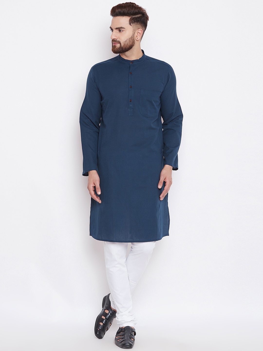 

even Men Blue Solid Kurta with Churidar