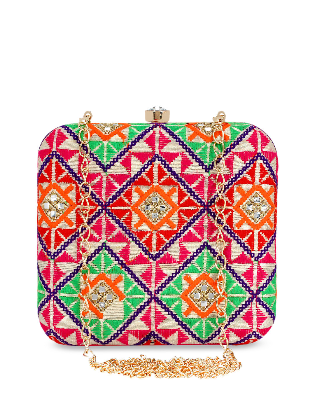 

Anekaant Multicoloured Embroidered Clutch, Multi