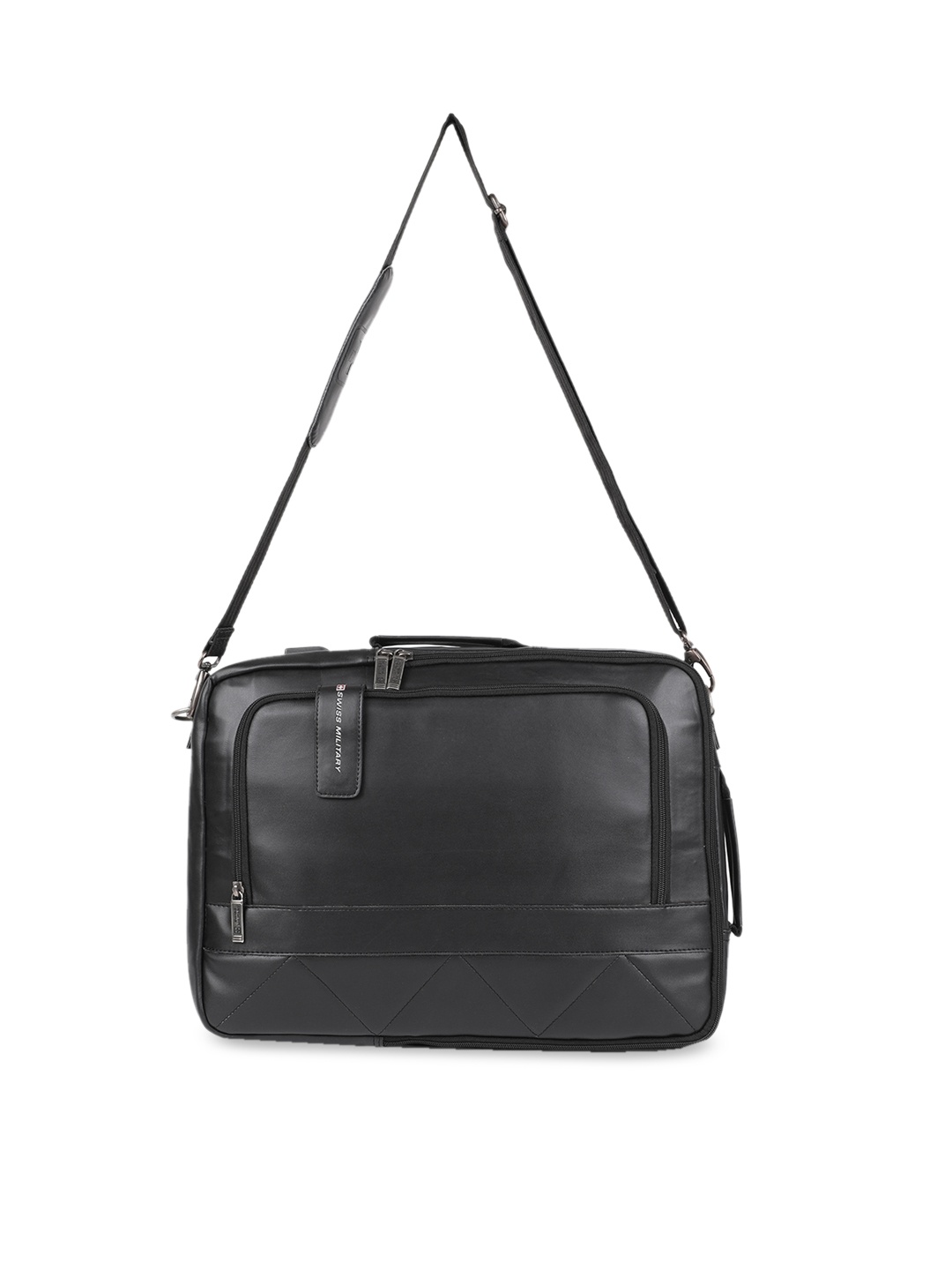 

SWISS MILITARY Unisex Black Solid Laptop Bag Cum Backpack with USB Charging Port