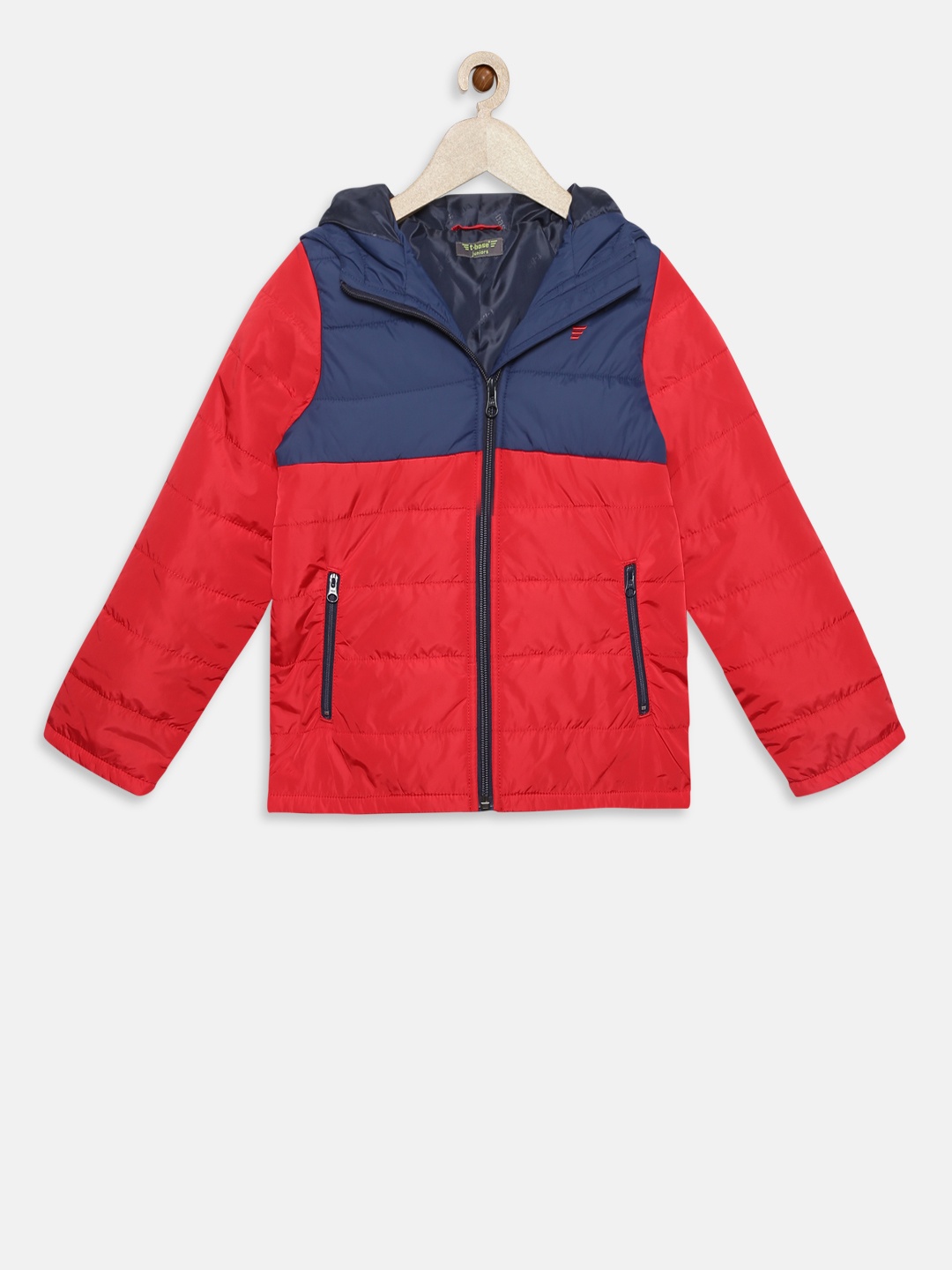 t-base Boys Red Colourblocked Lightweight Padded Jacket