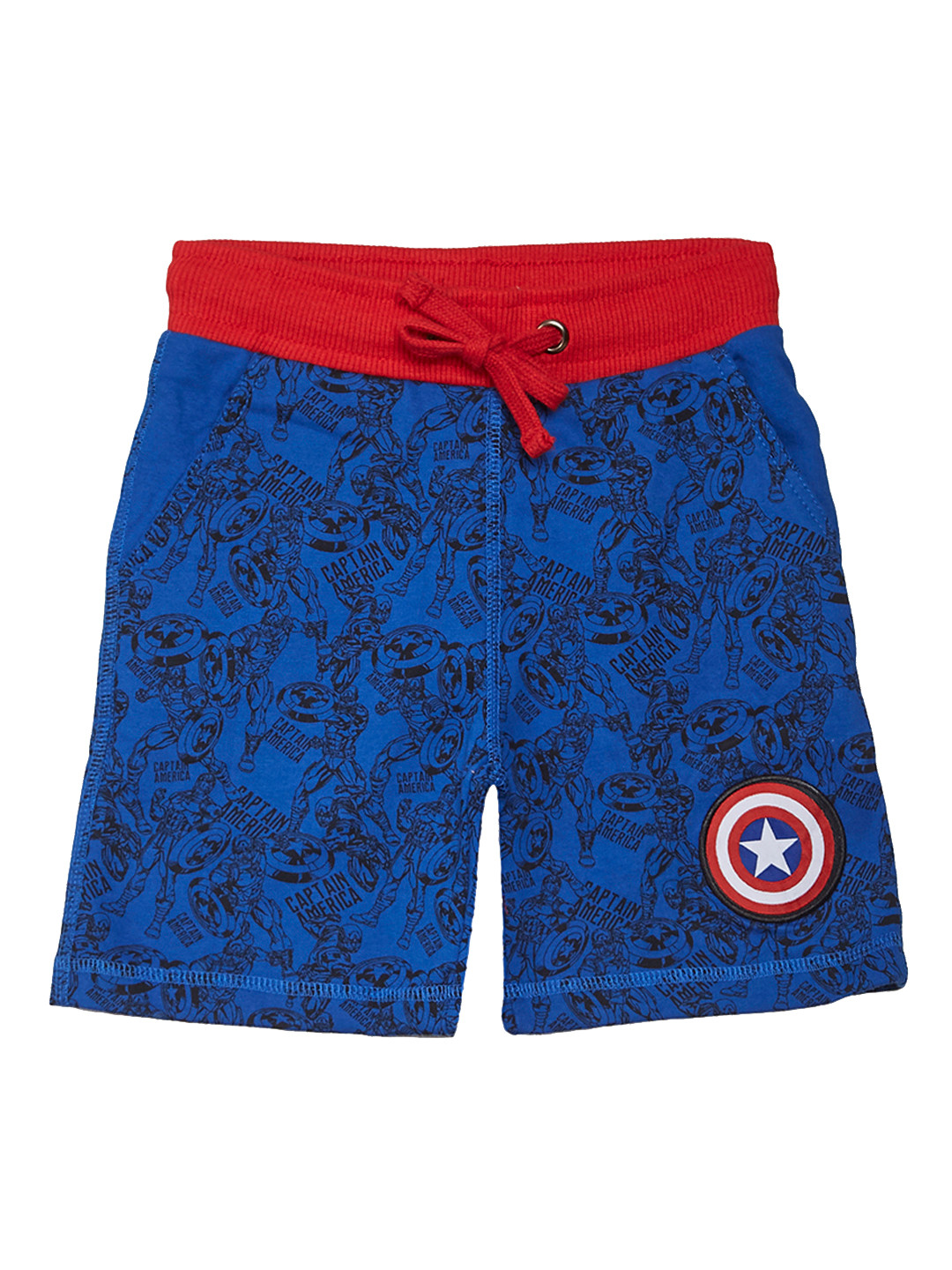 

Kids Ville Boys Navy Blue & Black Regular Fit Captain America Printed Shorts