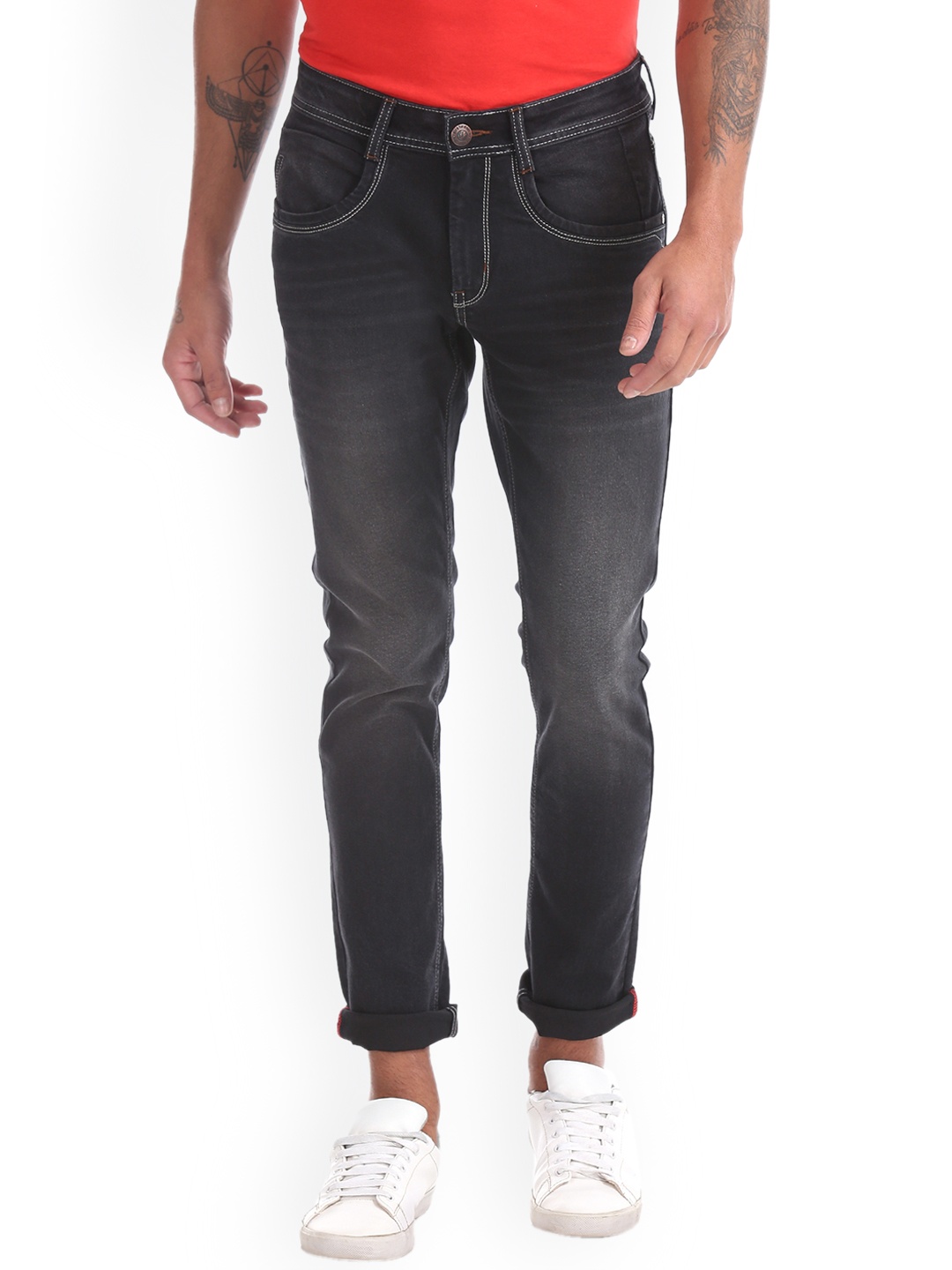 

RUF & TUF Men Black Slim Fit Mid-Rise Clean Look Stretchable Jeans