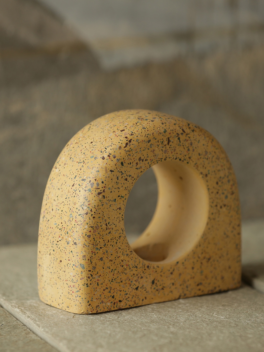 

ExclusiveLane Yellow Handcrafted Concrete Tea Light Holder