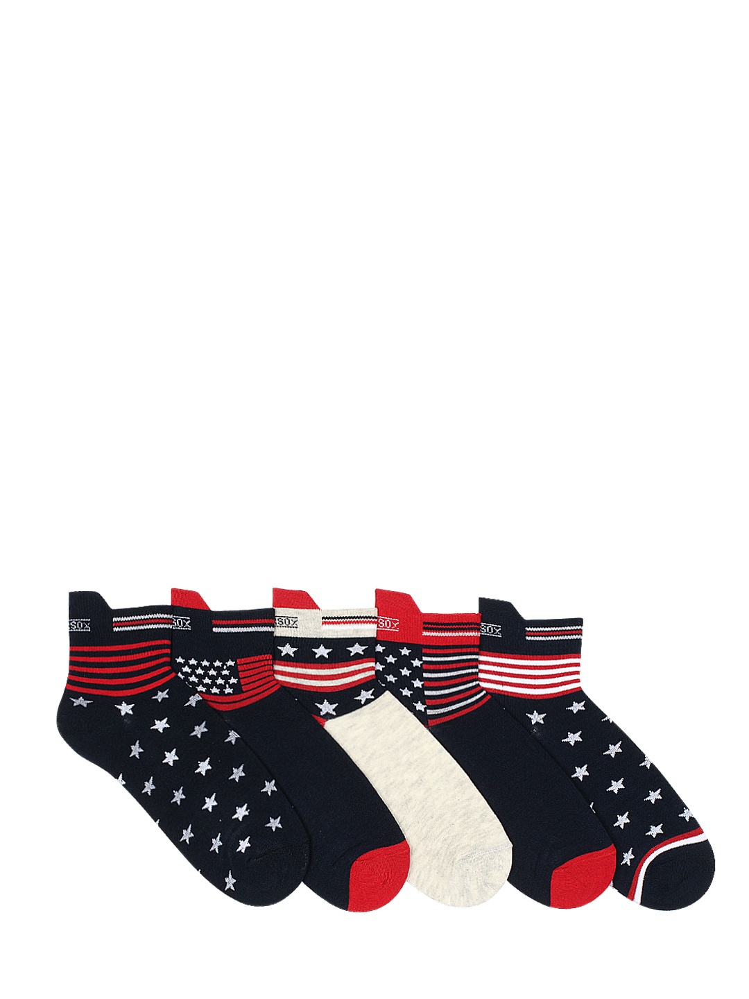 

Supersox Men Pack of 5 Assorted Patterned Ankle-Length Socks, Multi