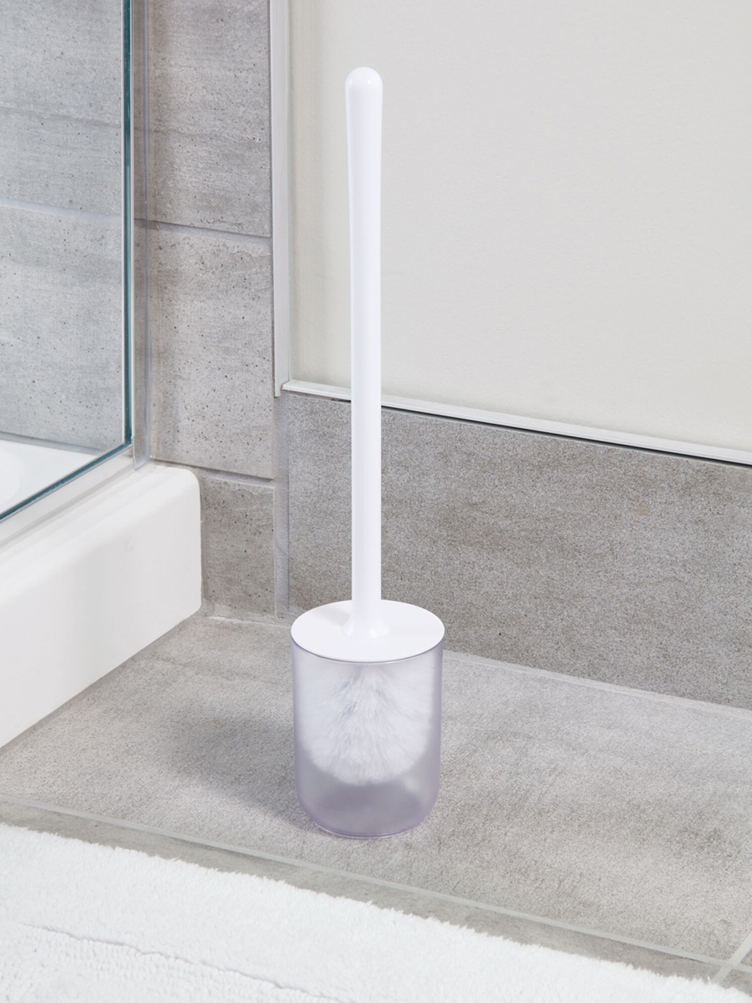 

INTERDESIGN White & Transparent Toilet Brush Holder