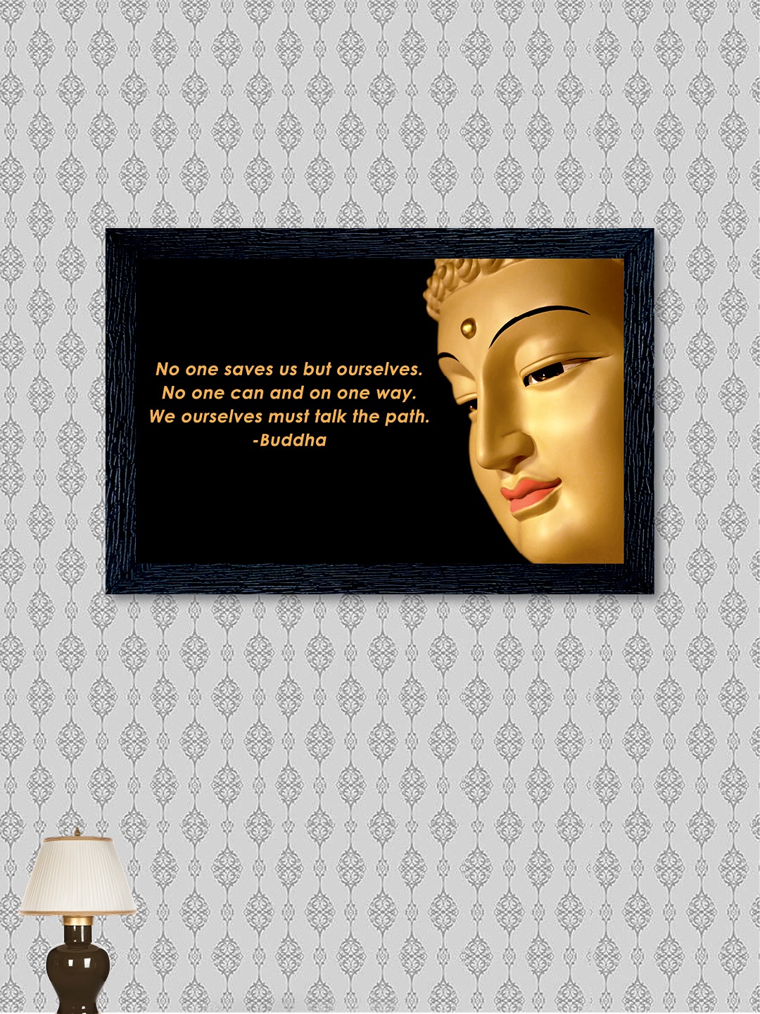 

nest Art Black & Gold-Toned Synthetic Wood Painting Wall Art