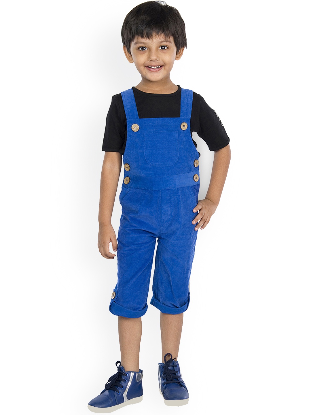

Olele Boys Blue Solid Pure Cotton Corduroy Regular Fit Dungaree