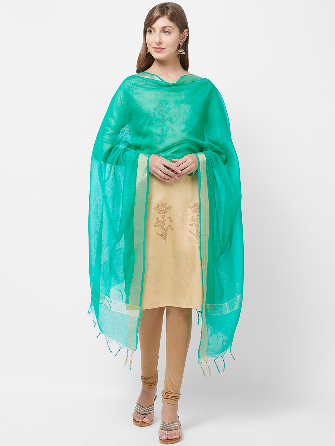 

Dupatta Bazaar Sea Green Solid Dupatta