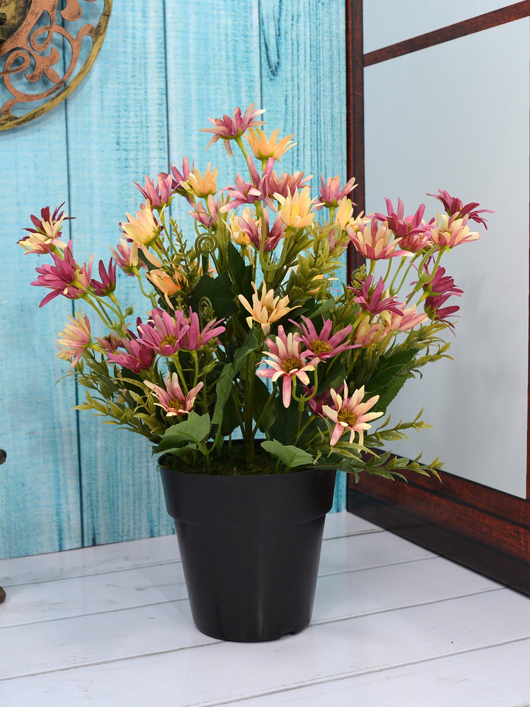 

Fancy mart Multicoloured Icelandic Chrissanthemum Artificial Plant with Cone Pot, Multi