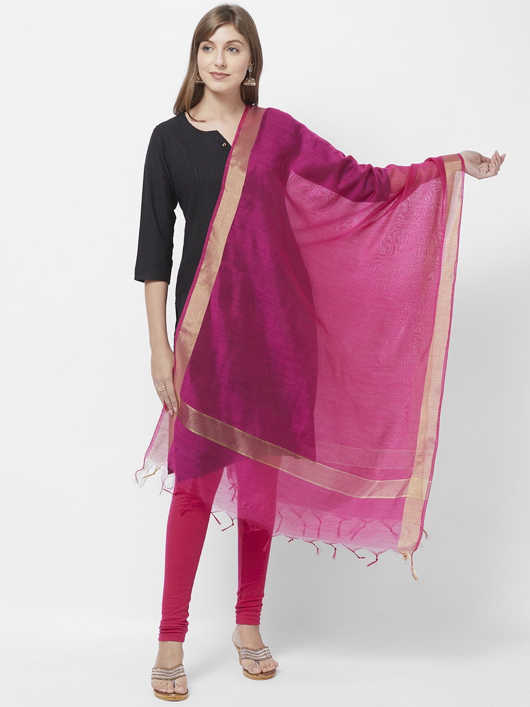 

Dupatta Bazaar Pink Solid Dupatta